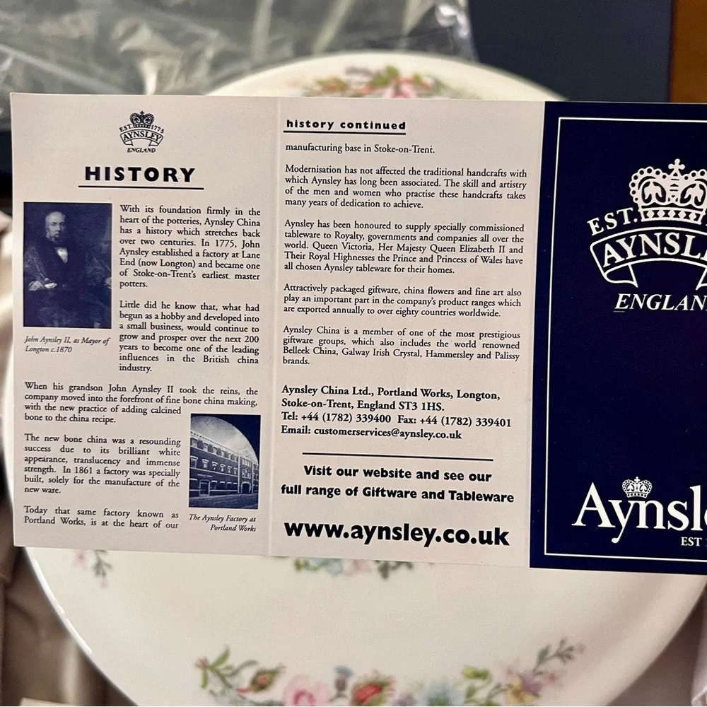 NIB Aynsley WILD TUDOR Fine Bone China Gateau Cake‎ Plate & Server Knife 10.5”